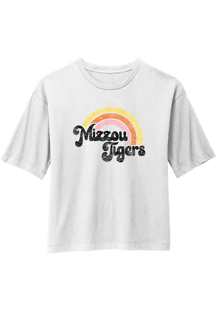 Missouri Tigers Womens White Rainbow Short Sleeve T-Shirt