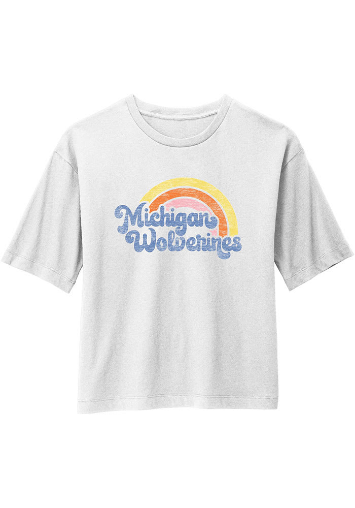 Michigan Wolverines Womens White Rainbow Short Sleeve T-Shirt