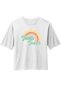 North Texas Mean Green Womens White Rainbow Short Sleeve T-Shirt