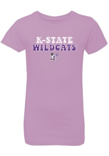 K-State Wildcats Girls Purple Bubble Script Short Sleeve Tee