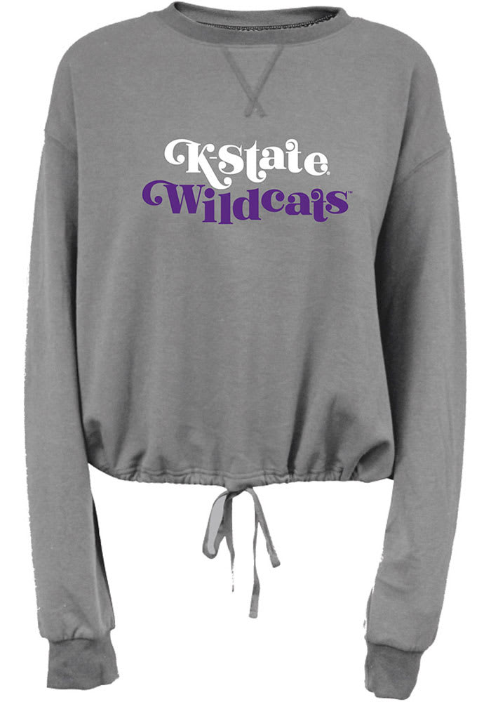 K-State Wildcats Womens Grey Cinch Bottom Crew Sweatshirt