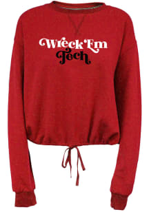 Texas Tech Red Raiders Womens Red Cinch Bottom Crew Sweatshirt