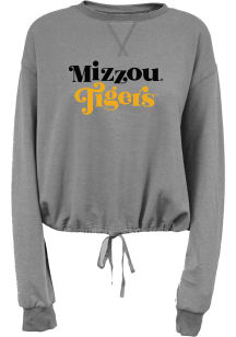 Missouri Tigers Womens Grey Cinch Bottom Crew Sweatshirt