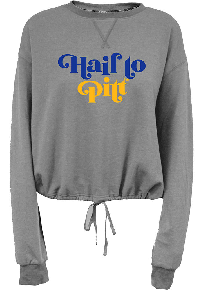 Pitt Panthers Womens Grey Cinch Bottom Crew Sweatshirt