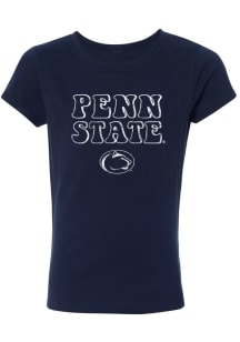 Penn State Nittany Lions Girls Navy Blue Bubble Script Short Sleeve Tee
