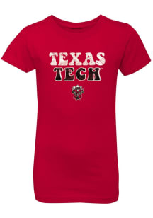 Texas Tech Red Raiders Girls Red Bubble Script Short Sleeve Tee