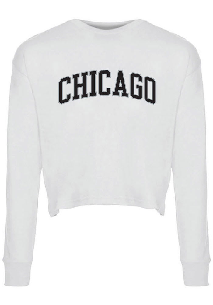 Chicago Womens White College Font LS Tee