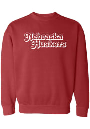 Nebraska Cornhuskers Womens Red Retro Shadow Crew Sweatshirt