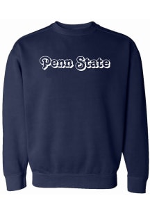 Womens Navy Blue Penn State Nittany Lions Retro Shadow Crew Sweatshirt
