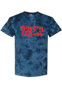 Dayton Flyers Womens Navy Blue Quinn Tie Dye Short Sleeve T-Shirt
