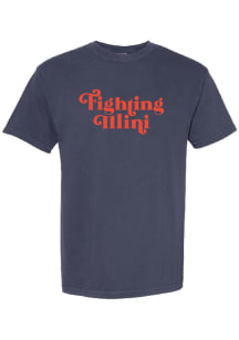 Illinois Fighting Illini Womens Blue Funky Font Short Sleeve T-Shirt