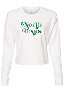 North Texas Mean Green Womens White Funky Font LS Tee