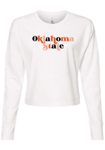 Oklahoma State Cowboys Womens White Funky Font LS Tee