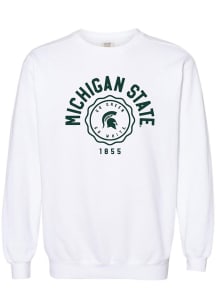 Michigan State Spartans Womens White Seal Script Crew Sweatshirt