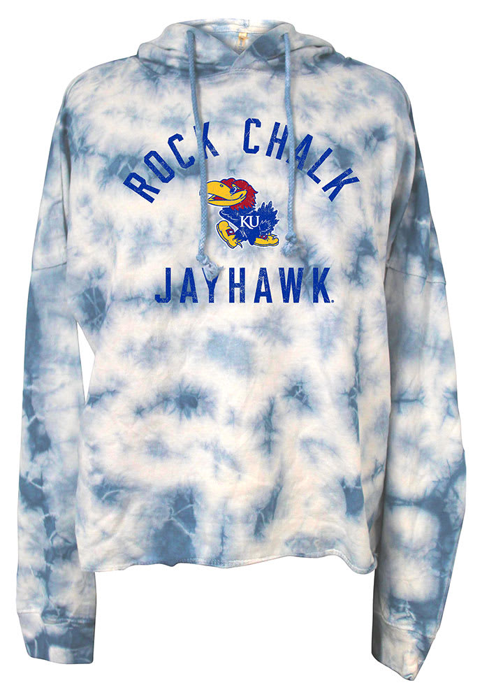 Kansas Jayhawks Womens Light Blue Delaney Tie Dye Hooded Sweatshirt