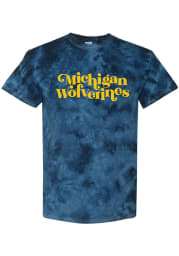 Michigan Wolverines Womens Navy Blue Quinn Tie Dye Short Sleeve T-Shirt