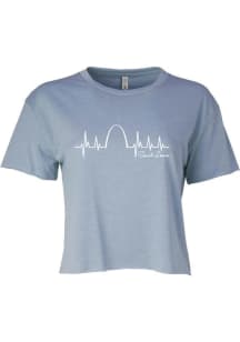 Rally St Louis Womens Light Blue Heartbeat Short Sleeve T-Shirt