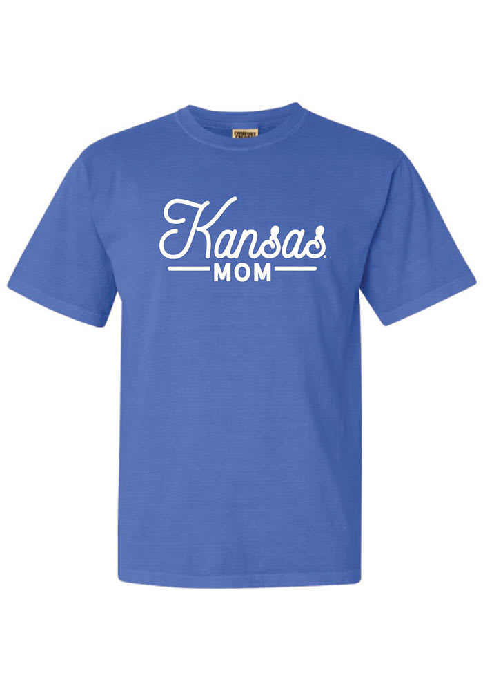 Kansas Jayhawks Womens Blue Mom Short Sleeve T-Shirt
