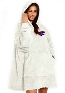 K-State Wildcats Womens White Plush Poncho Hooded Sweatshirt
