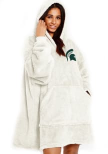 Michigan State Spartans Womens White Plush Poncho Hooded Sweatshirt