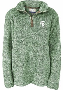 Michigan State Spartans Womens Green Flecked Double Plush 1/4 Zip Pullover