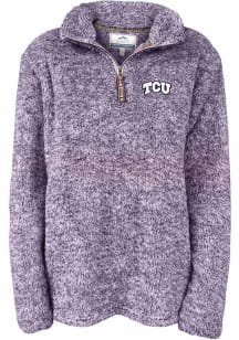 TCU Horned Frogs Womens Purple Flecked Double Plush 1/4 Zip Pullover
