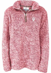Womens Red Indiana Hoosiers Flecked Double Plush 1/4 Zip Pullover