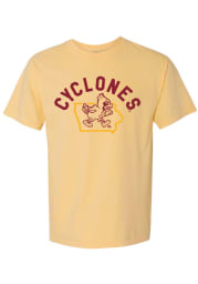 Iowa State Cyclones Womens Gold State Shape Short Sleeve T-Shirt