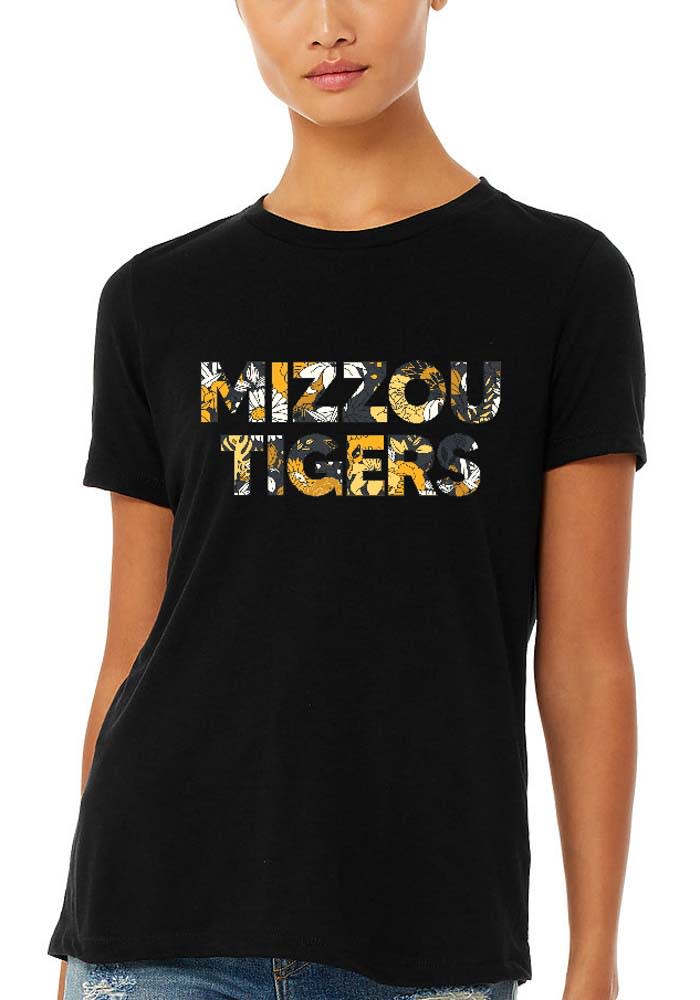 Missouri Tigers Womens Black Floral Jersey Short Sleeve T-Shirt