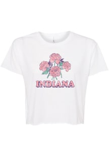 Indiana Womens Grey Peonies Short Sleeve T-Shirt