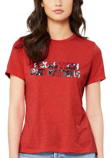 Texas Tech Red Raiders Womens Red Floral Jersey Short Sleeve T-Shirt