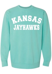 Kansas Jayhawks Womens Green Classic Crew Sweatshirt