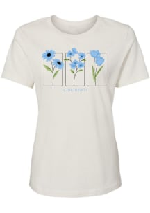 Cincinnati Womens White Flower Squares Short Sleeve T-Shirt