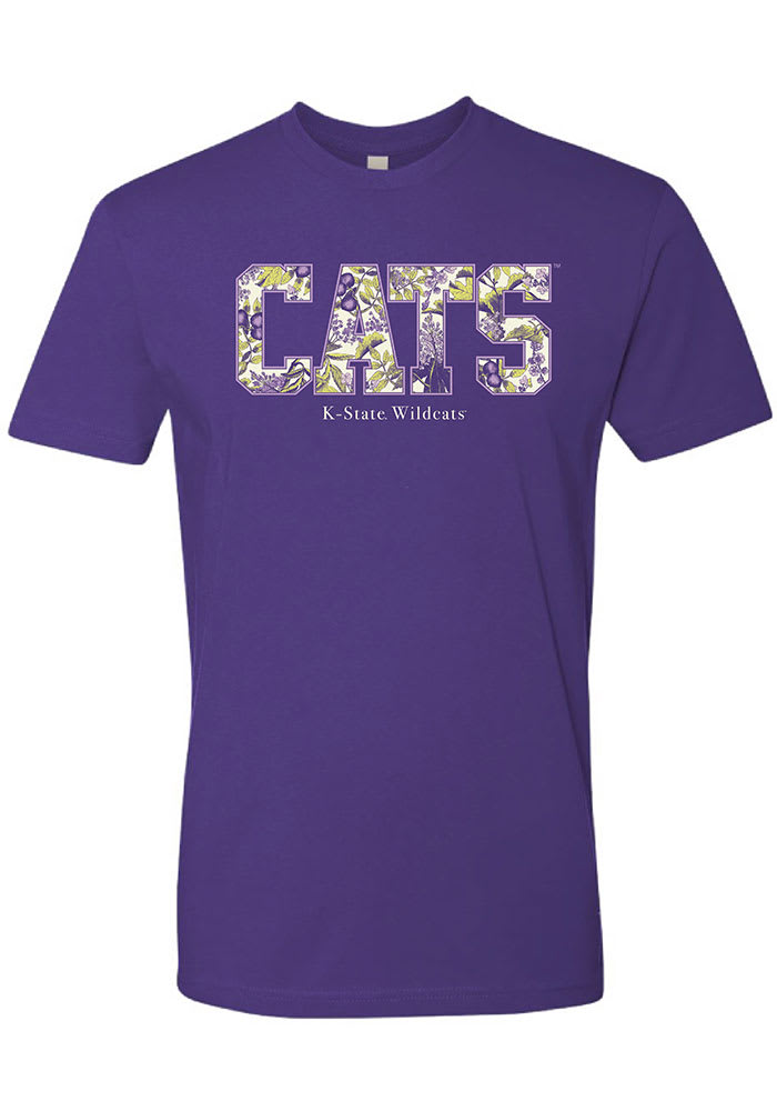 K-State Wildcats Womens Purple Floral Short Sleeve T-Shirt