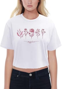 Texas A&amp;M Aggies Womens White Floral Crop Short Sleeve T-Shirt