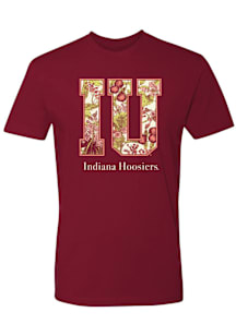 Summit Sportswear Indiana Hoosiers Womens Cardinal Floral Short Sleeve T-Shirt