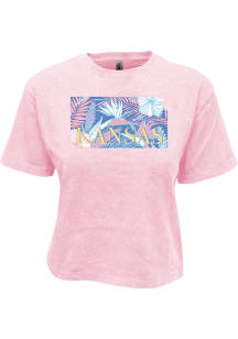 Kansas Womens Pink State Infill Short Sleeve T-Shirt