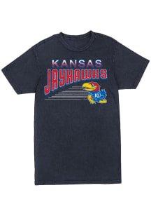 Kansas Jayhawks Womens Navy Blue Vintage Short Sleeve T-Shirt