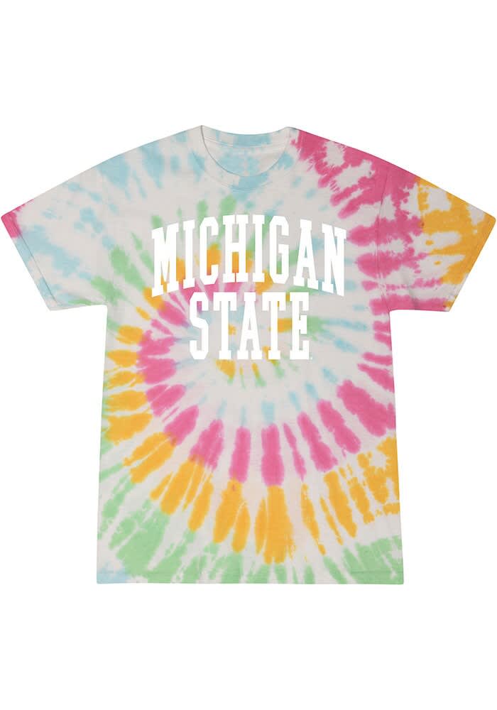 Summit Sportswear Michigan State Spartans Womens White Quinn Tie Dye Design Short Sleeve T-Shirt