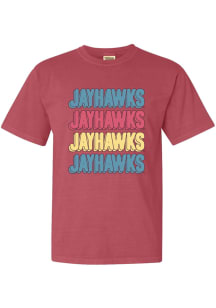 Kansas Jayhawks Womens Crimson Repeat Block Short Sleeve T-Shirt