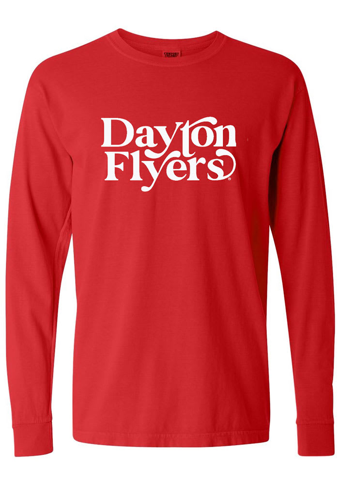 Dayton Flyers Womens Red Swoop LS Tee