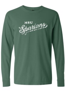Womens Green Michigan State Spartans Script Stack LS Tee