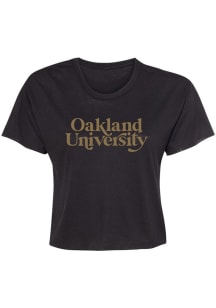 Oakland University Golden Grizzlies Womens Black Jade Crop Short Sleeve T-Shirt
