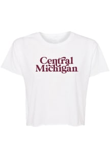 Central Michigan Chippewas Womens White Jade Crop Short Sleeve T-Shirt