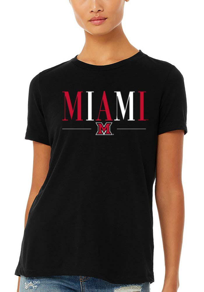 Miami RedHawks Womens Black Classic Short Sleeve T-Shirt