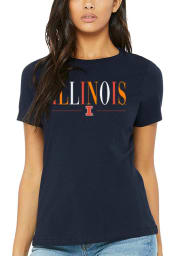 Illinois Fighting Illini Womens Navy Blue Classic Short Sleeve T-Shirt