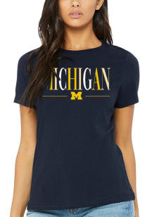 Michigan Wolverines Womens Navy Blue Classic Short Sleeve T-Shirt
