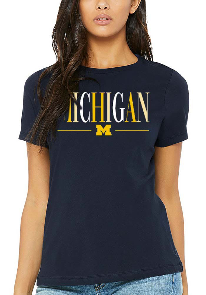 Michigan Wolverines Womens Navy Blue Classic Short Sleeve T-Shirt