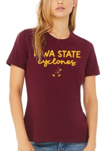 Iowa State Cyclones Womens Maroon Script Logo Short Sleeve T-Shirt