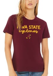 Iowa State Cyclones Womens Maroon Script Logo Short Sleeve T-Shirt